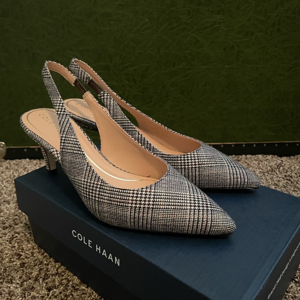 Cole Haan Women's Plaid Slingback Heels